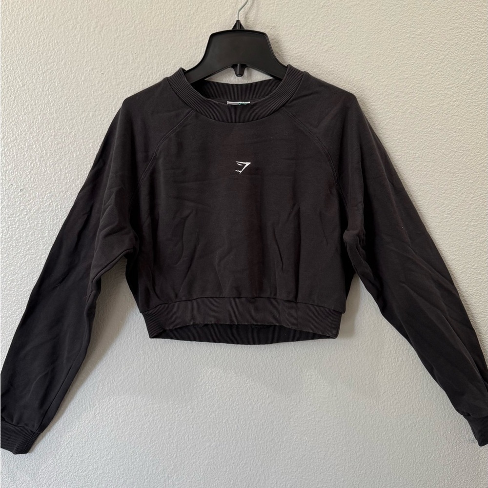 Gymshark Black Cropped Sweatshirt size small - Picture 2 of 4
